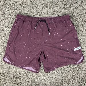Legends Luka Mens 2XL 7" Galaxy Maroon Ruby Splatter Active Lined Shorts Running